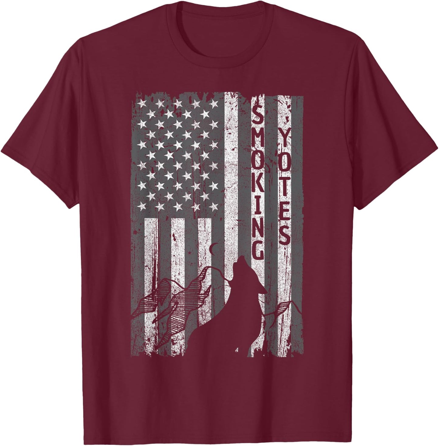 Vintage US Flag Coyote Hunting Hunter Hunters Gift T-Shirt - T-Shirt | Maroon