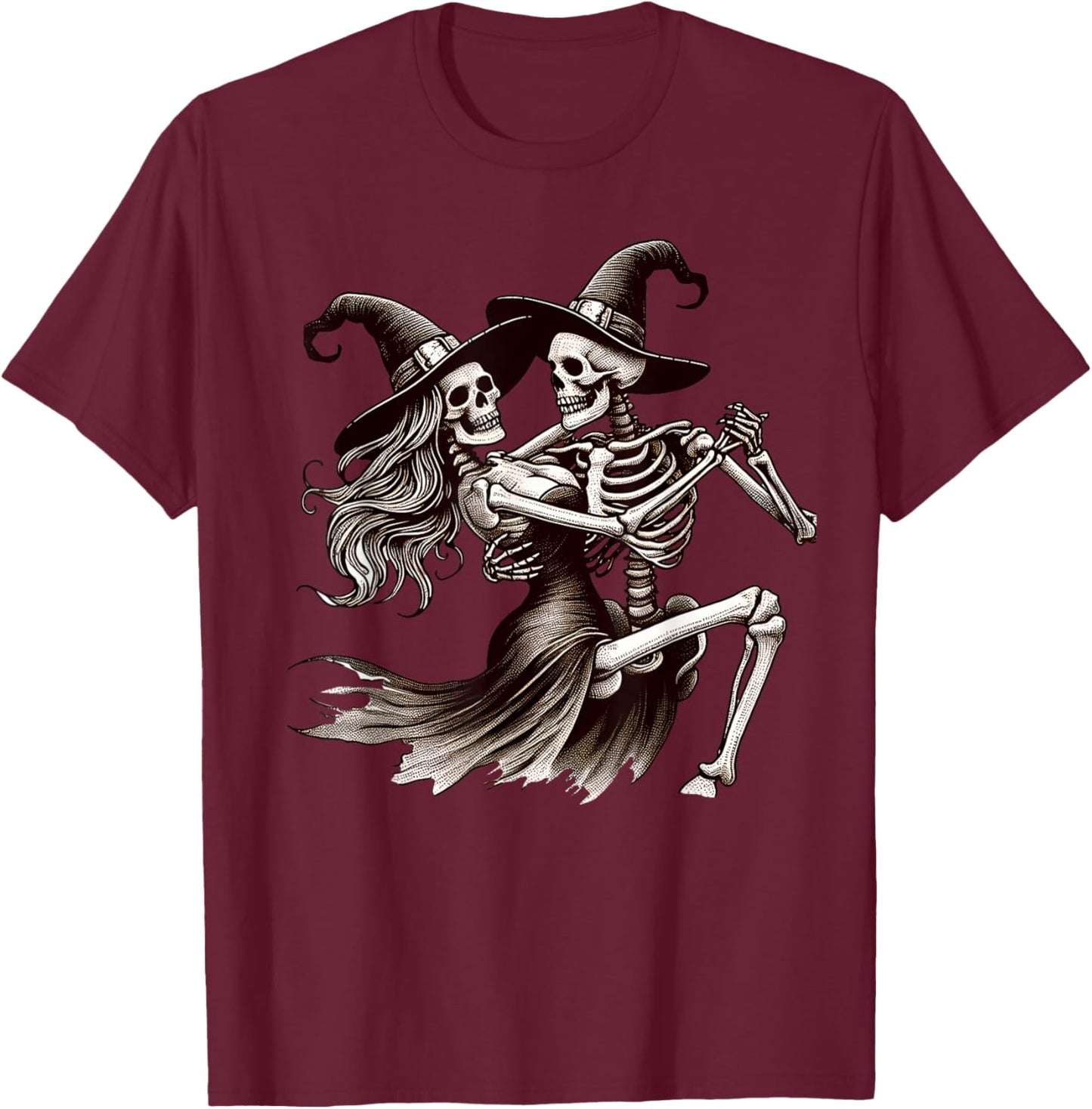 Skeleton Couple Dancing T-Shirt - T-Shirt | Maroon
