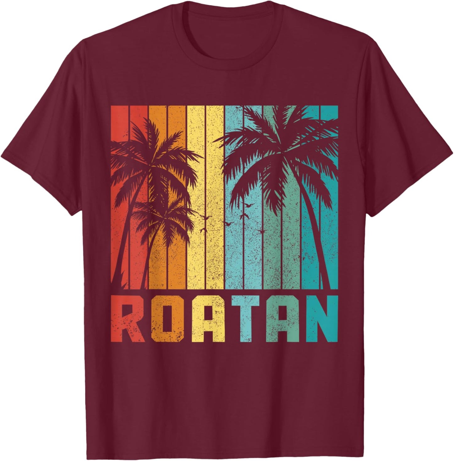 Roatan Beach Honduras Surfer Vintage Souvenir T-Shirt - T-Shirt | Maroon