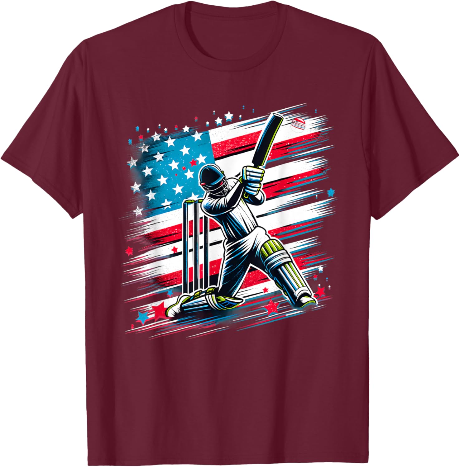 USA Cricket Jersey USA Cricket Team Lover Supporter America T-Shirt - T-Shirt | Maroon
