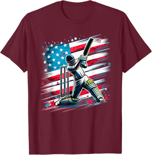 USA Cricket Jersey USA Cricket Team Lover Supporter America T-Shirt - T-Shirt | Maroon