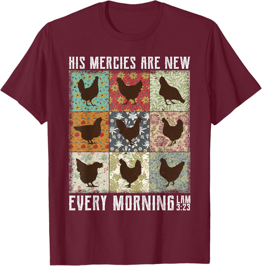 His Mercies Are New Every Morning Chicken Lam T-Shirt - T-Shirt | Maroon