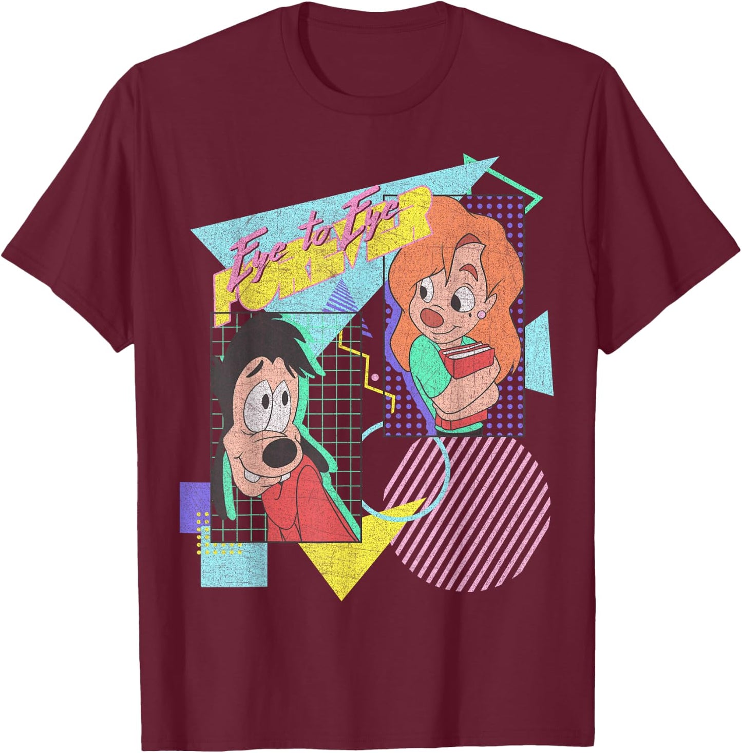 Disney A Goofy Movie Max & Roxanne Eye to Eye Forever T-Shirt - T-Shirt | Maroon