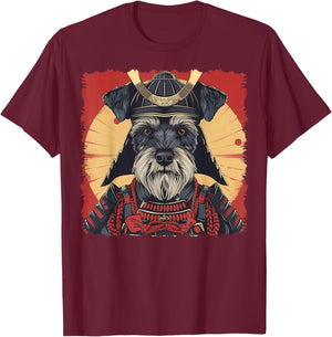 Miniature Schnauzer Dog Japanese Art Samurai Ukiyo-e Vintage T-Shirt - T-Shirt | Maroon