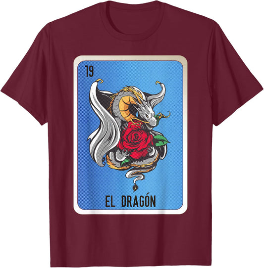 El Dragon Mexican Slang Chicano Bingo Cards T-Shirt - T-Shirt | Maroon