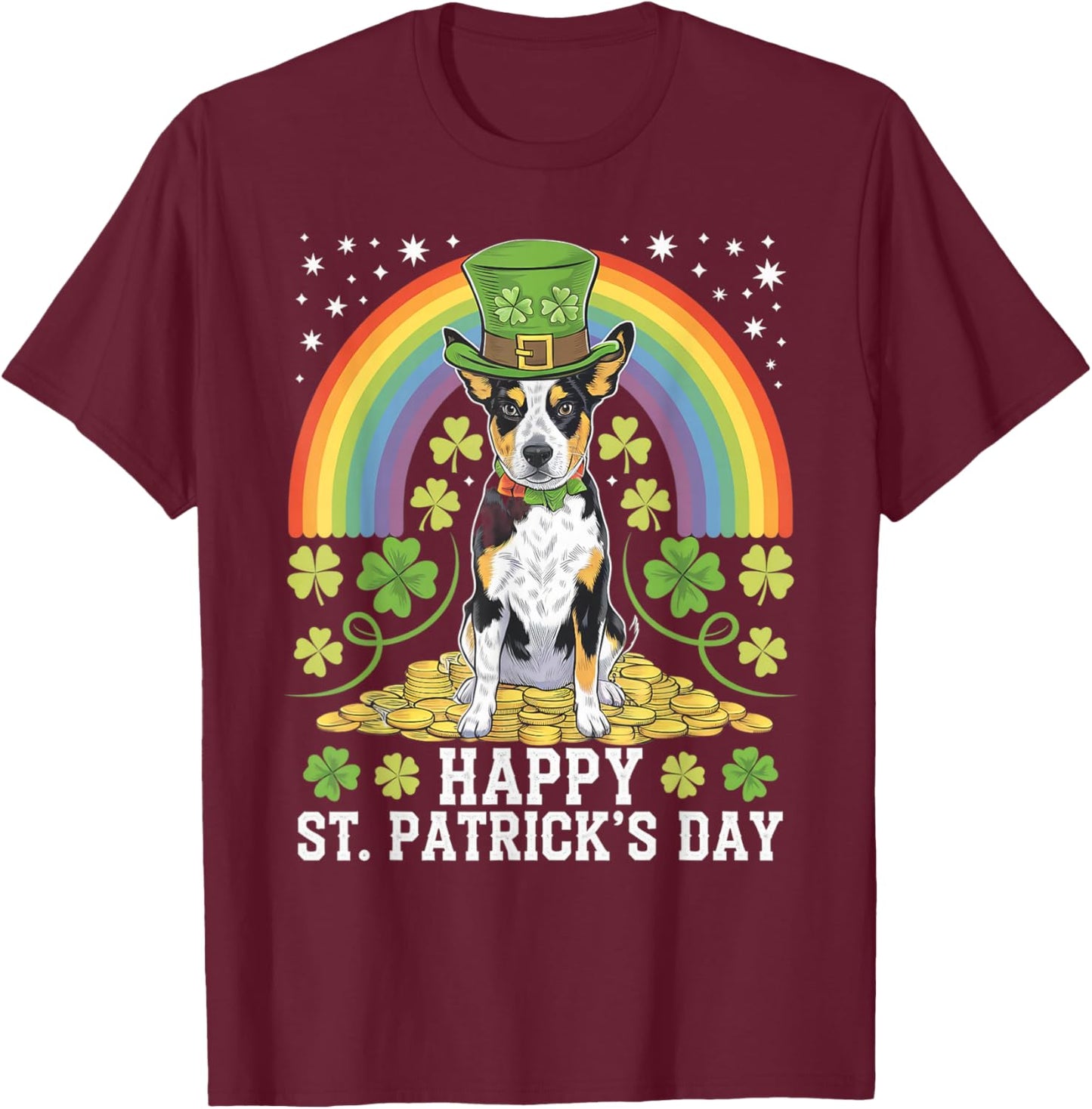 Blue or Red Heeler on Australian Cattle Dog St Patricks Day T-Shirt - T-Shirt | Maroon