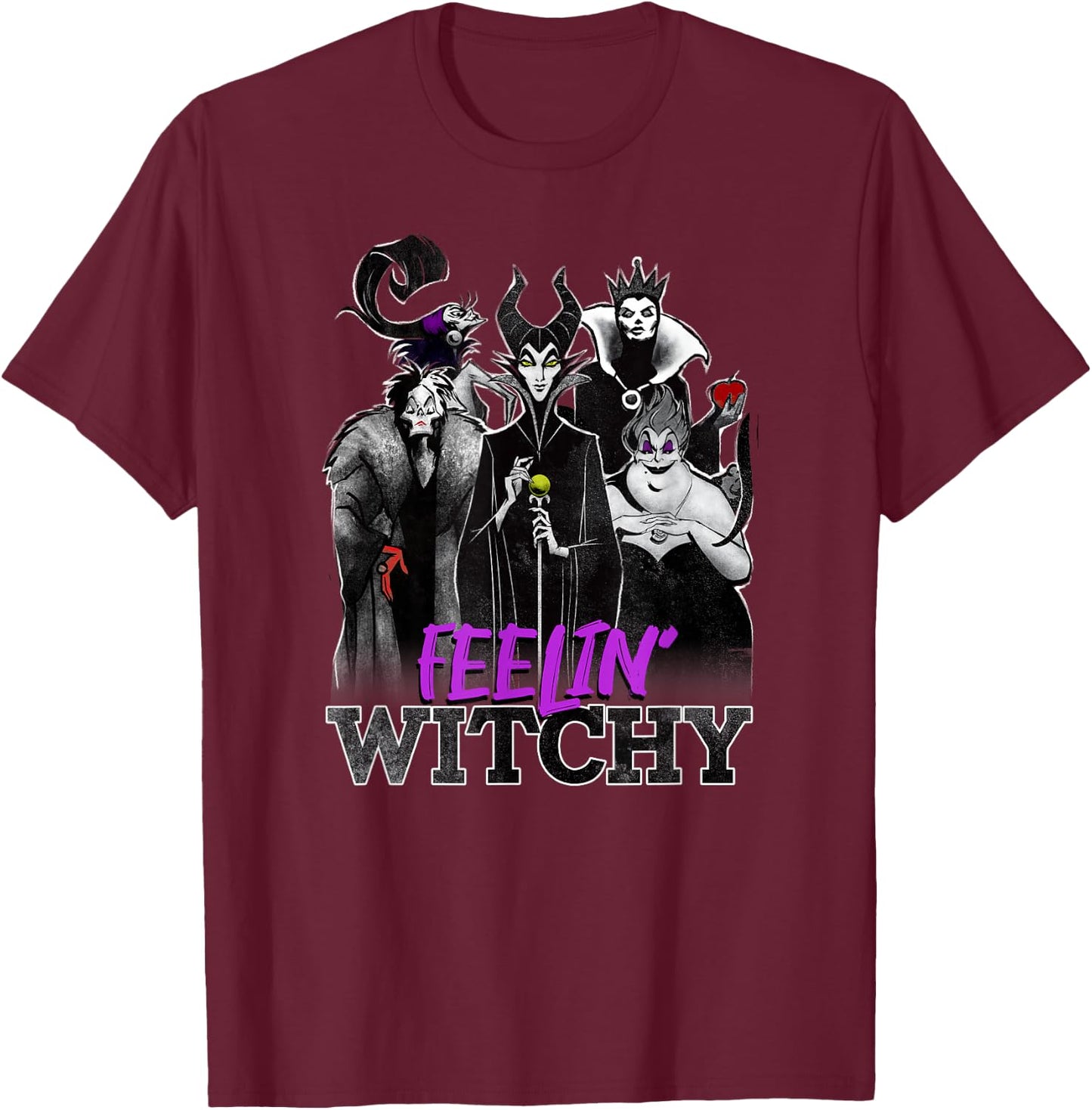 Disney Villains Halloween Feelin' Witchy Group Shot Small T-Shirt - T-Shirt | Maroon