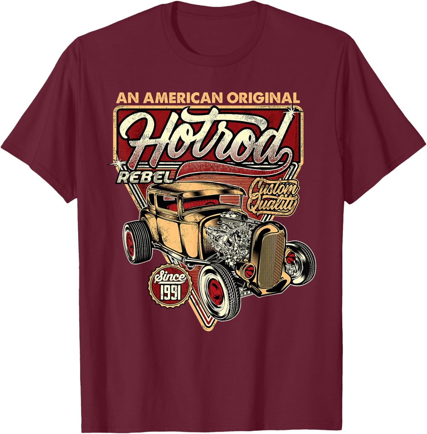 Vintage Hot Rod Speed and Power T-Shirt - T-Shirt | Maroon
