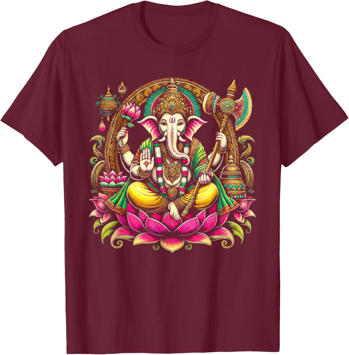 Ganesh Chaturthi Hindu Festival Elephant Lord Ganesha T-Shirt - T-Shirt | Maroon