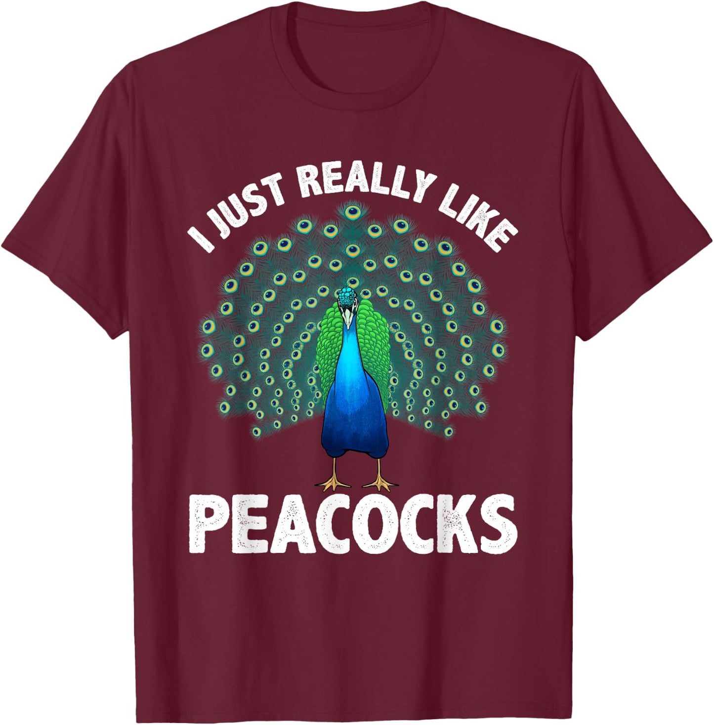 Cool Peacock Design Women Kids Bird Peacock Lovers T-Shirt - T-Shirt | Maroon