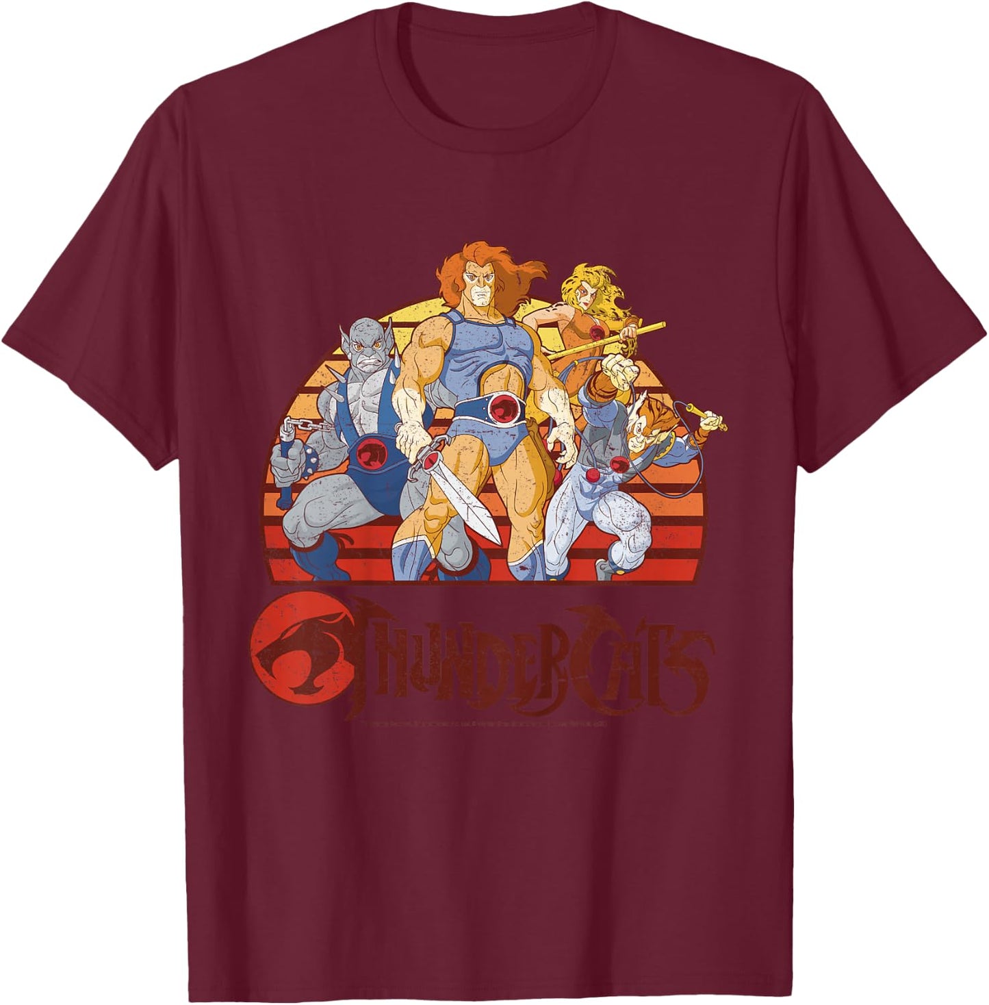 Kids ThunderCats Group Retro Sunset T-Shirt - T-Shirt | Maroon