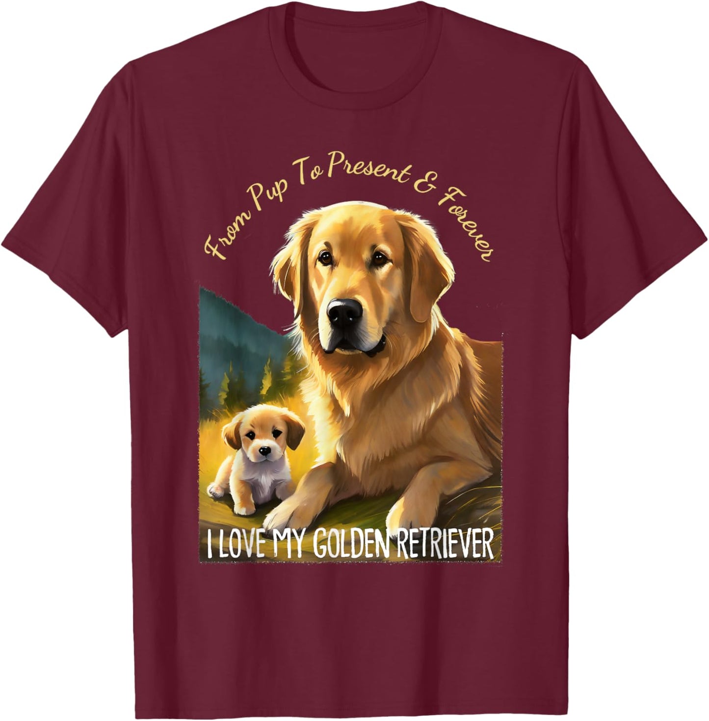 I Love My Golden Retriever Dog Men Women Girls Kids T-Shirt - T-Shirt | Maroon