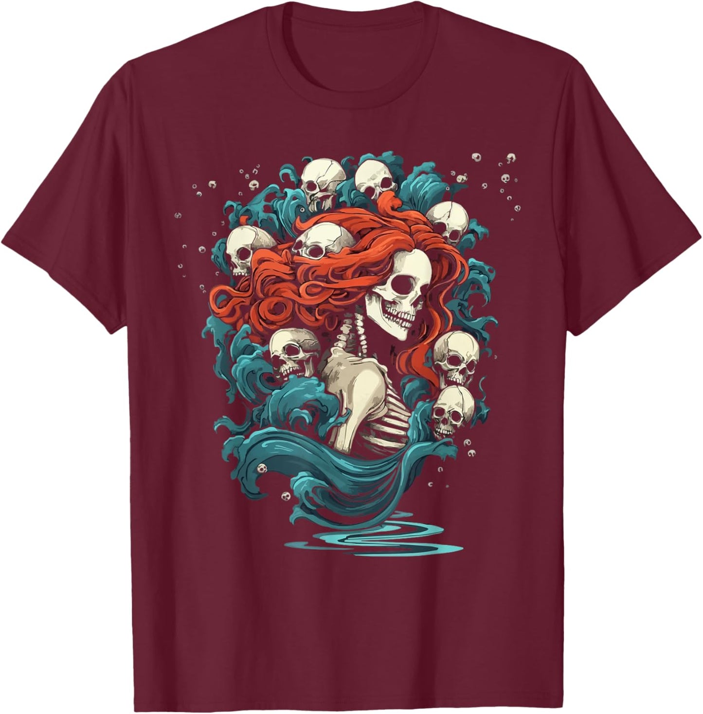 Zombie Mermaid Halloween Costume Spooky Trick Or Treat T-Shirt - T-Shirt | Maroon