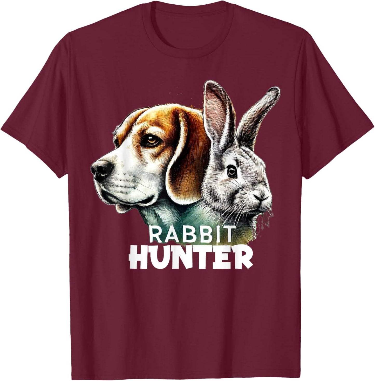 Beagle Dog Rabbit Hunter Rabbit Hunting Rabbiting Hunter T-Shirt - T-Shirt | Maroon
