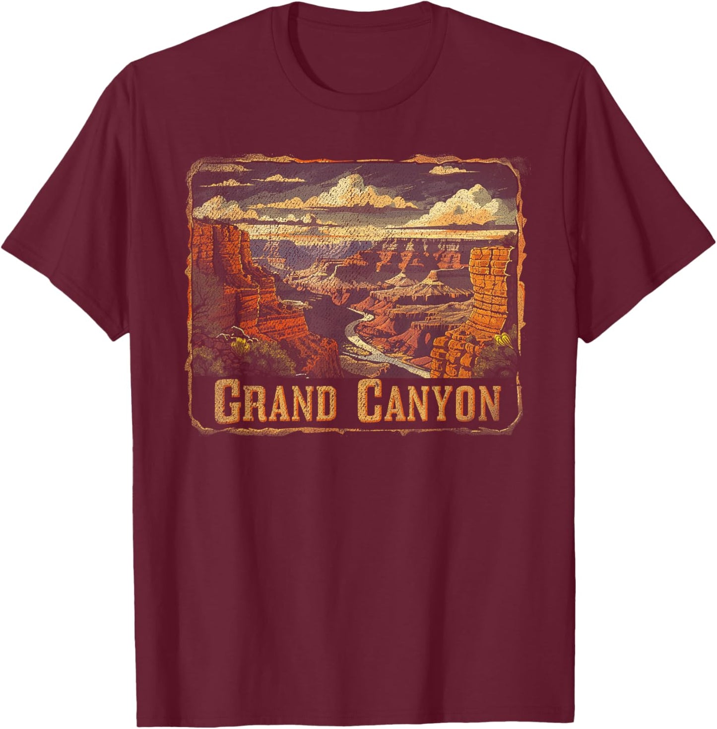 Grand Canyon - US National Park Vintage Men Women Kids Retro T-Shirt - T-Shirt | Maroon