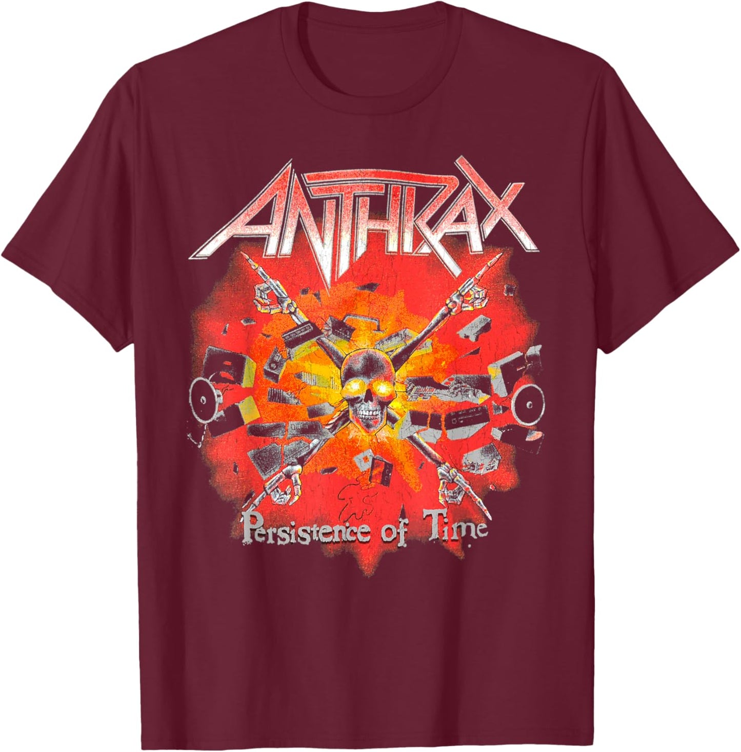 Anthrax – Persistence Crossbones T-Shirt - T-Shirt | Maroon