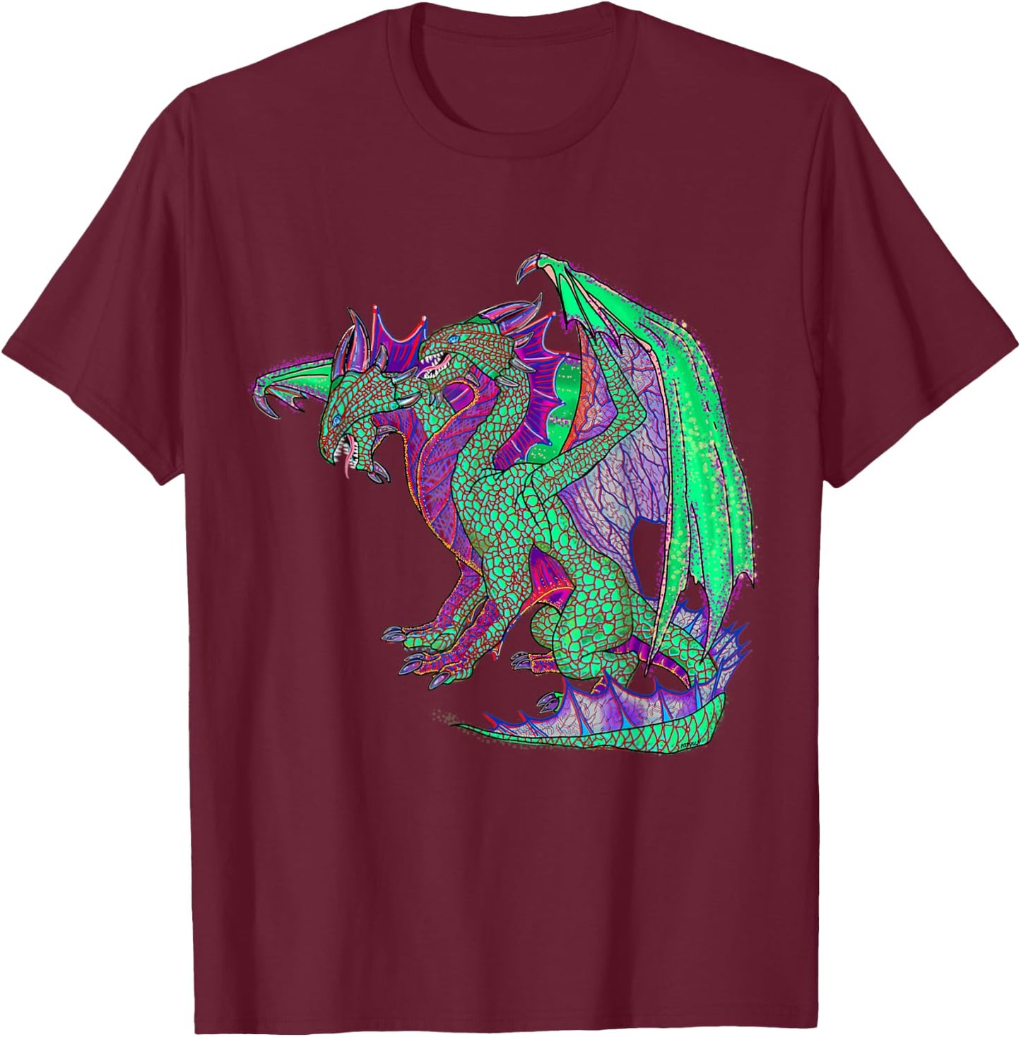 Two Headed Dragon T-Shirt - T-Shirt | Maroon