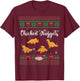Dinos Chicken Nuggets Ugly Christmas Sweater Funny Realistic T-Shirt - T-Shirt | Maroon