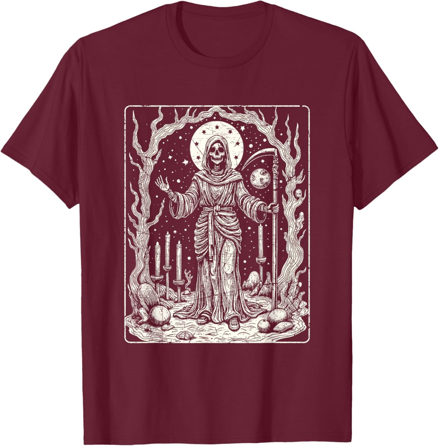 Dia De Los Muertos La Santa Muerte La Catrina Sugar Skull T-Shirt - T-Shirt | Maroon