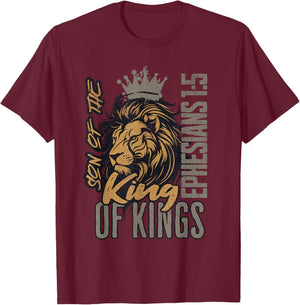 Christian Son of King Kings Lion of Judah Scripture Bible T-Shirt - T-Shirt | Maroon