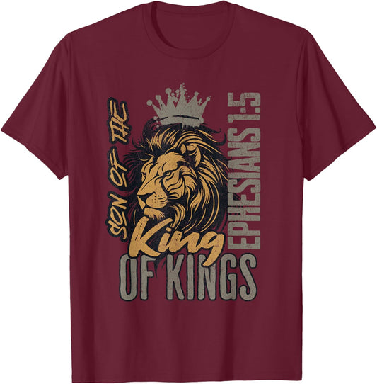 Christian Son of King Kings Lion of Judah Scripture Bible T-Shirt - T-Shirt | Maroon