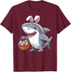 Shark Bunny Easter Egg Easter Day Shark Lover T-Shirt - T-Shirt | Maroon