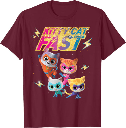 Disney Junior SuperKitties Full Team Kitty Cat Fast T-Shirt - T-Shirt | Maroon
