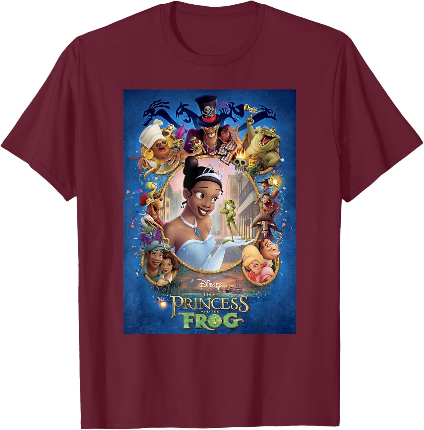 Disney Princess And The Frog Poster T-Shirt - T-Shirt | Maroon
