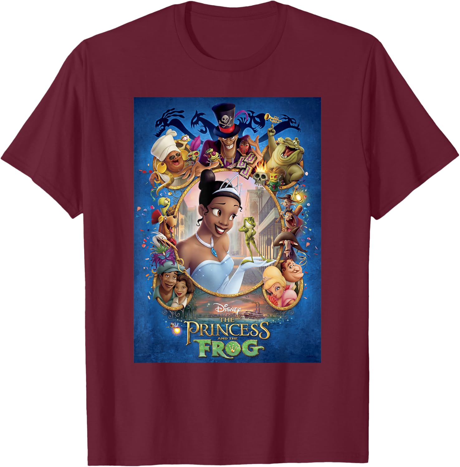 Disney Princess And The Frog Poster T-Shirt - T-Shirt | Maroon