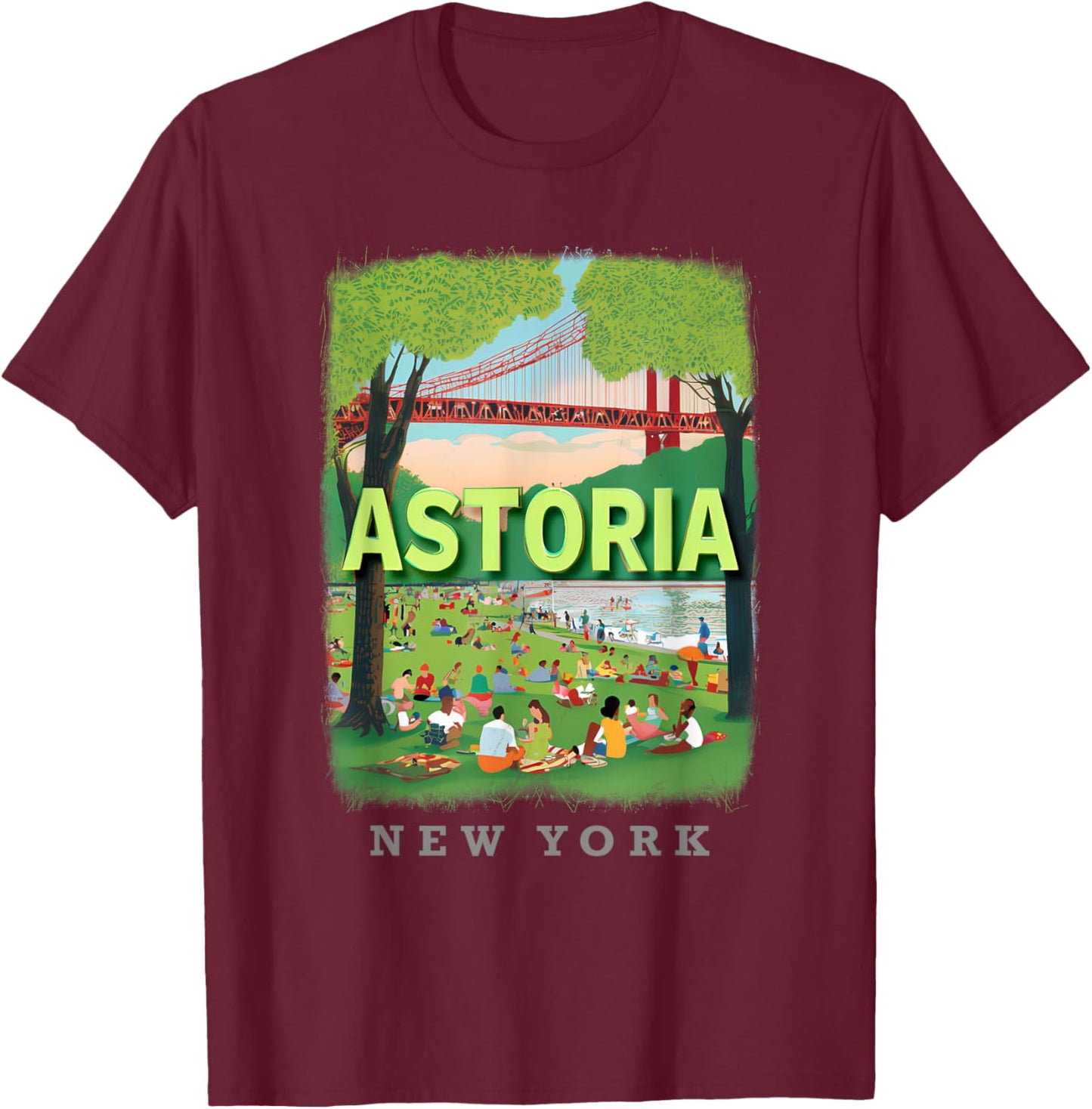 Astoria New York Queens NY Urban Oasis SD662 T-Shirt - T-Shirt | Maroon