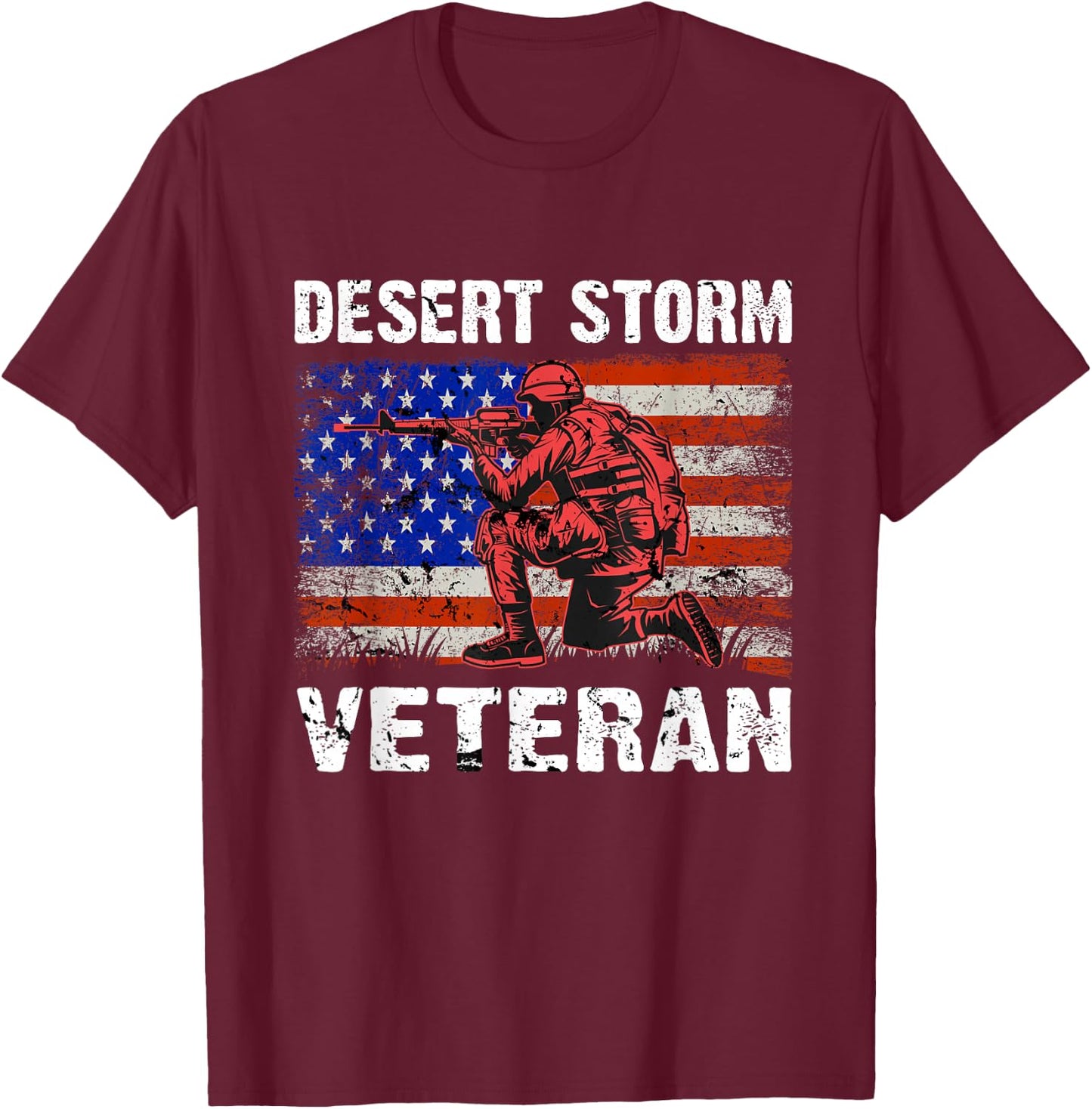 Operation Desert Storm Desert Shield Veteran T-Shirt - T-Shirt | Maroon