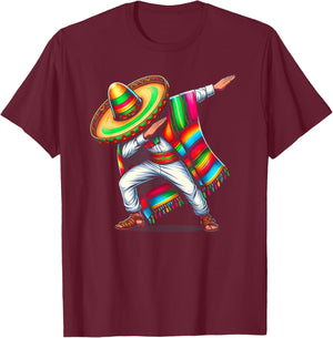 Dabbing Poncho Cinco de Mayo Mexican Sombrero Festival T-Shirt - T-Shirt | Maroon