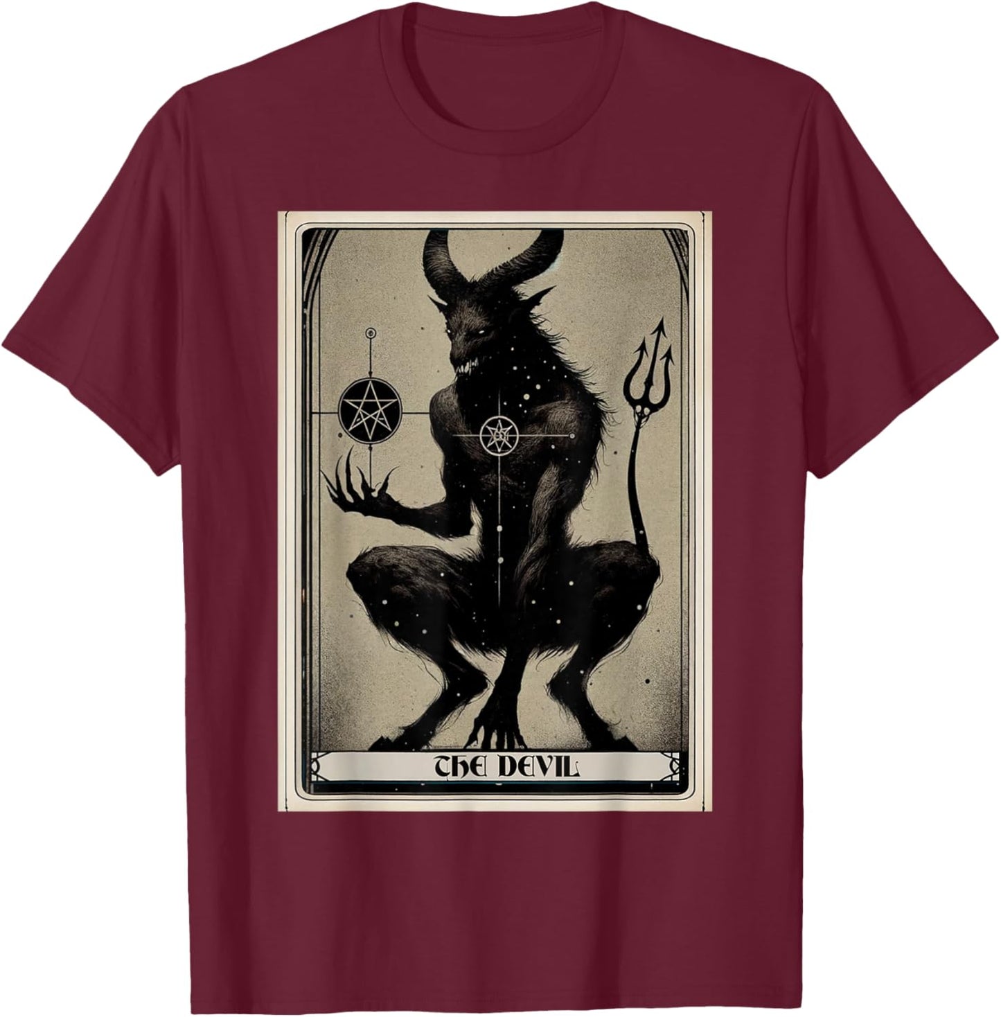 The Devil Tarot Card T-Shirt - T-Shirt | Maroon