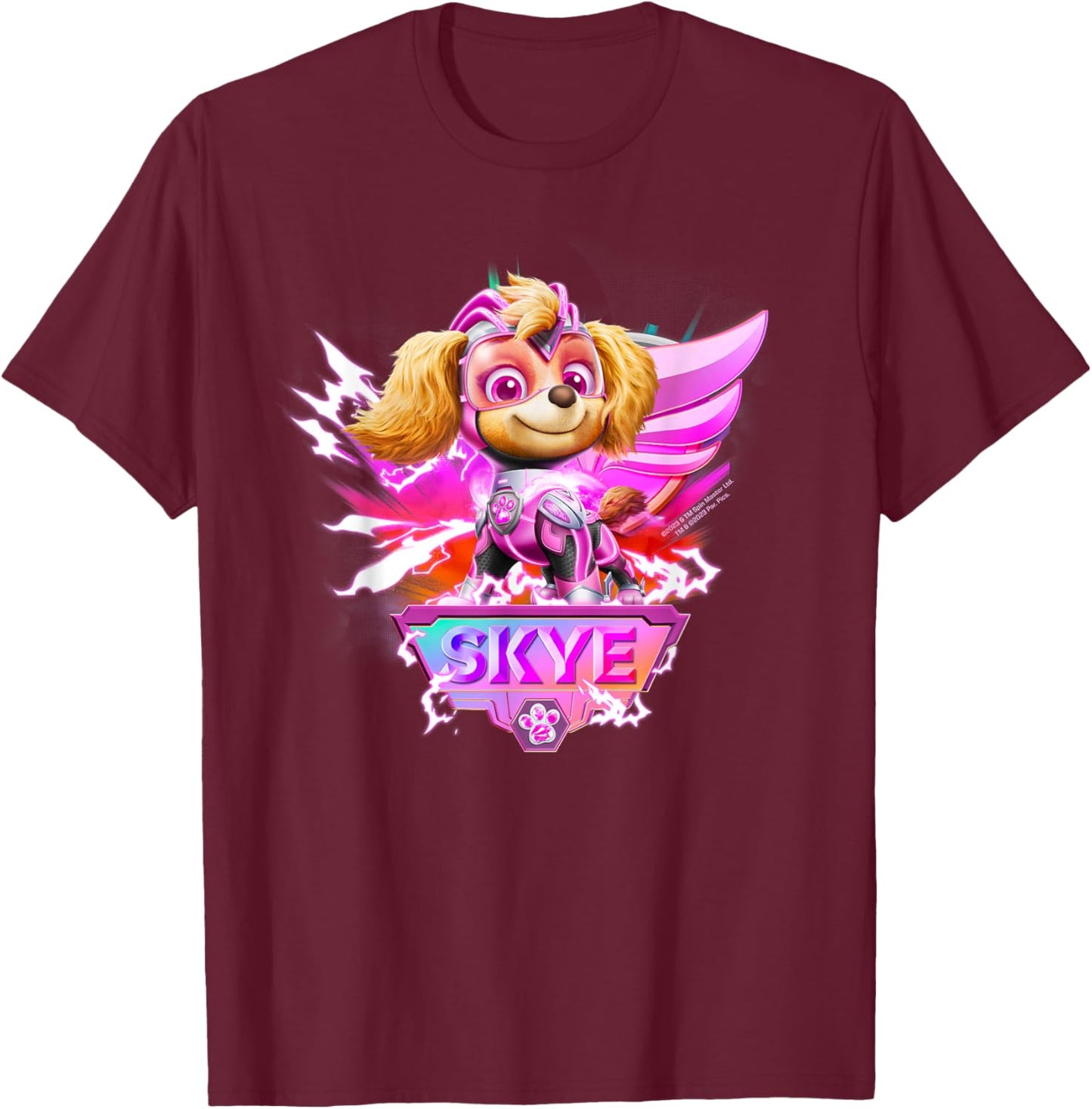 PAW Patrol: The Mighty Movie Skye Lightning Action T-Shirt - T-Shirt | Maroon
