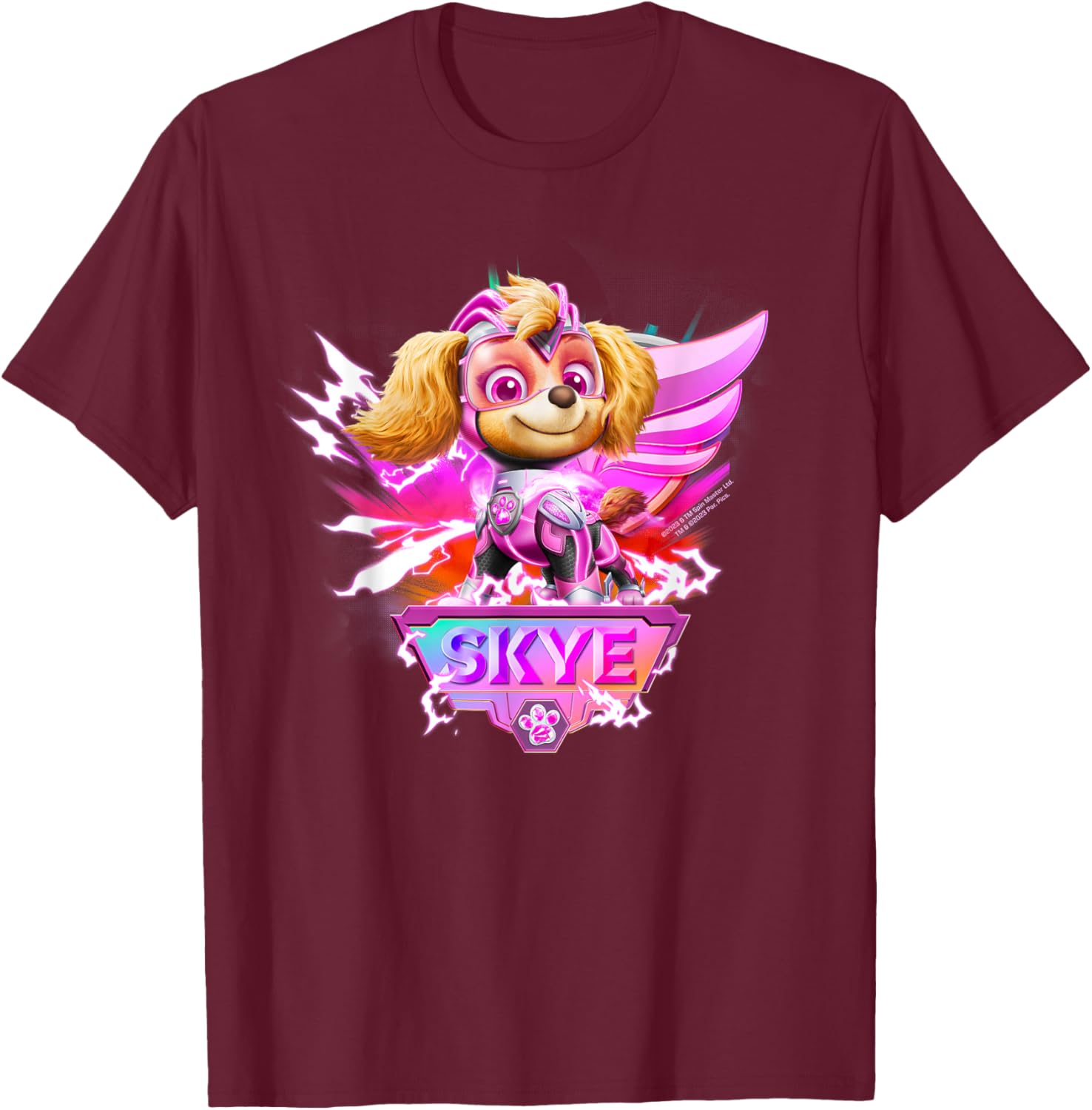 PAW Patrol: The Mighty Movie Skye Lightning Action T-Shirt - T-Shirt | Maroon
