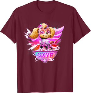 PAW Patrol: The Mighty Movie Skye Lightning Action T-Shirt - T-Shirt | Maroon