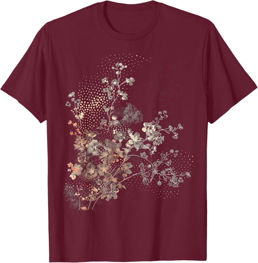 Floral Botanical T-Shirt - T-Shirt | Maroon