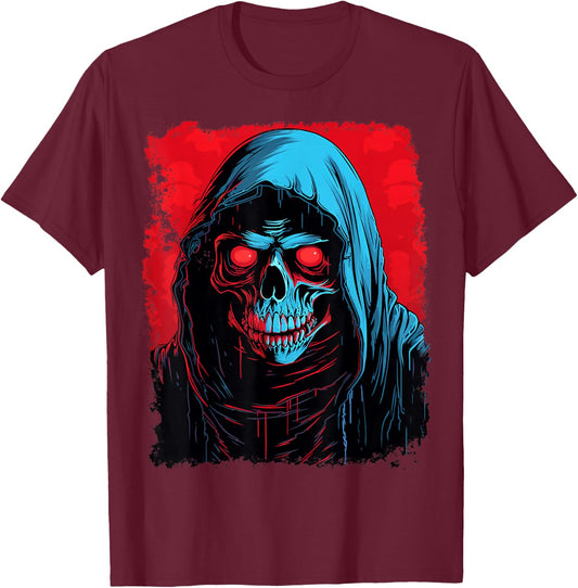 Pop Art Grim Reaper Death T-Shirt - T-Shirt | Maroon