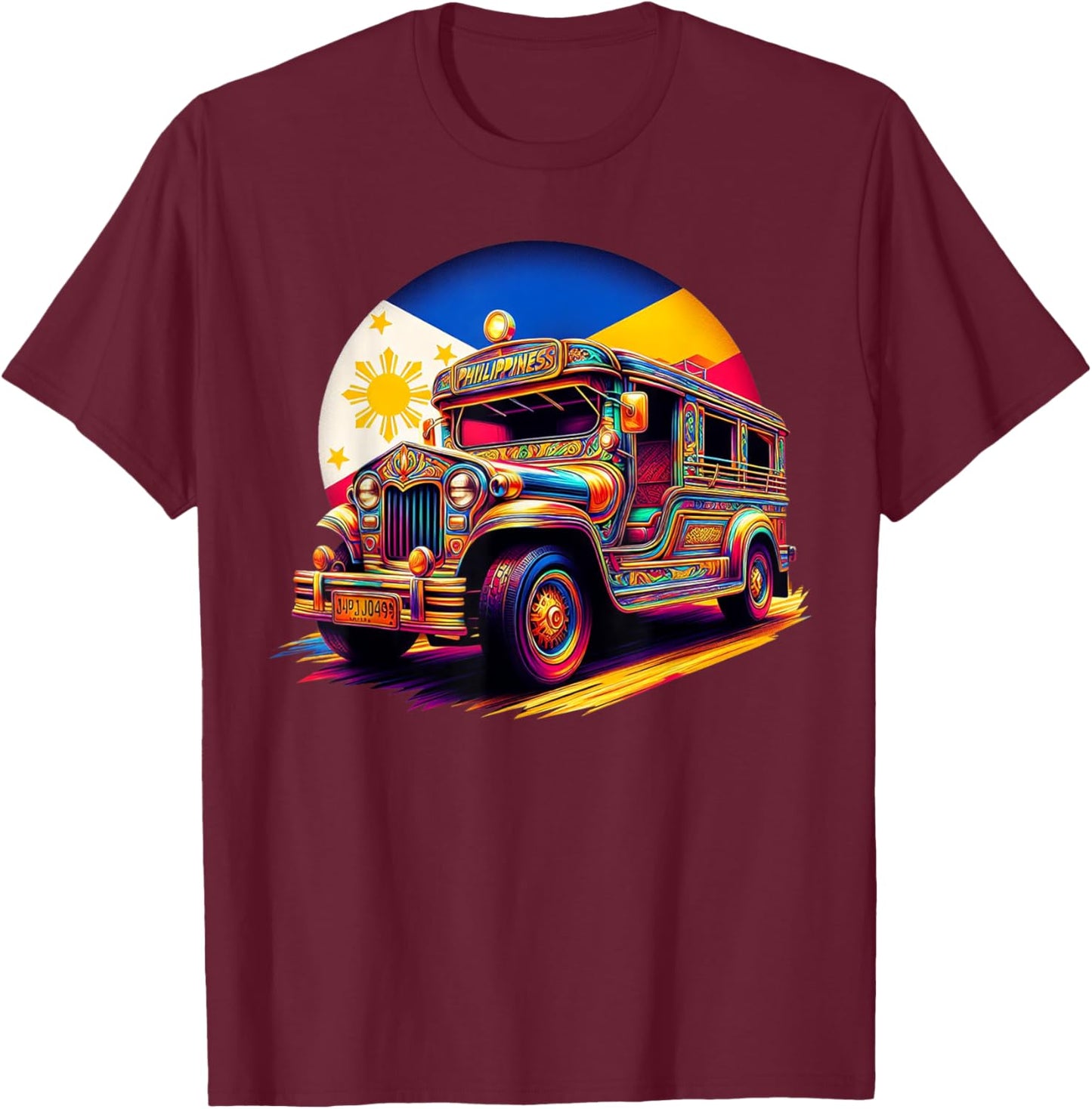 Philippines Flag Proud Filipino Souvenir Philippines Jeepney T-Shirt - T-Shirt | Maroon