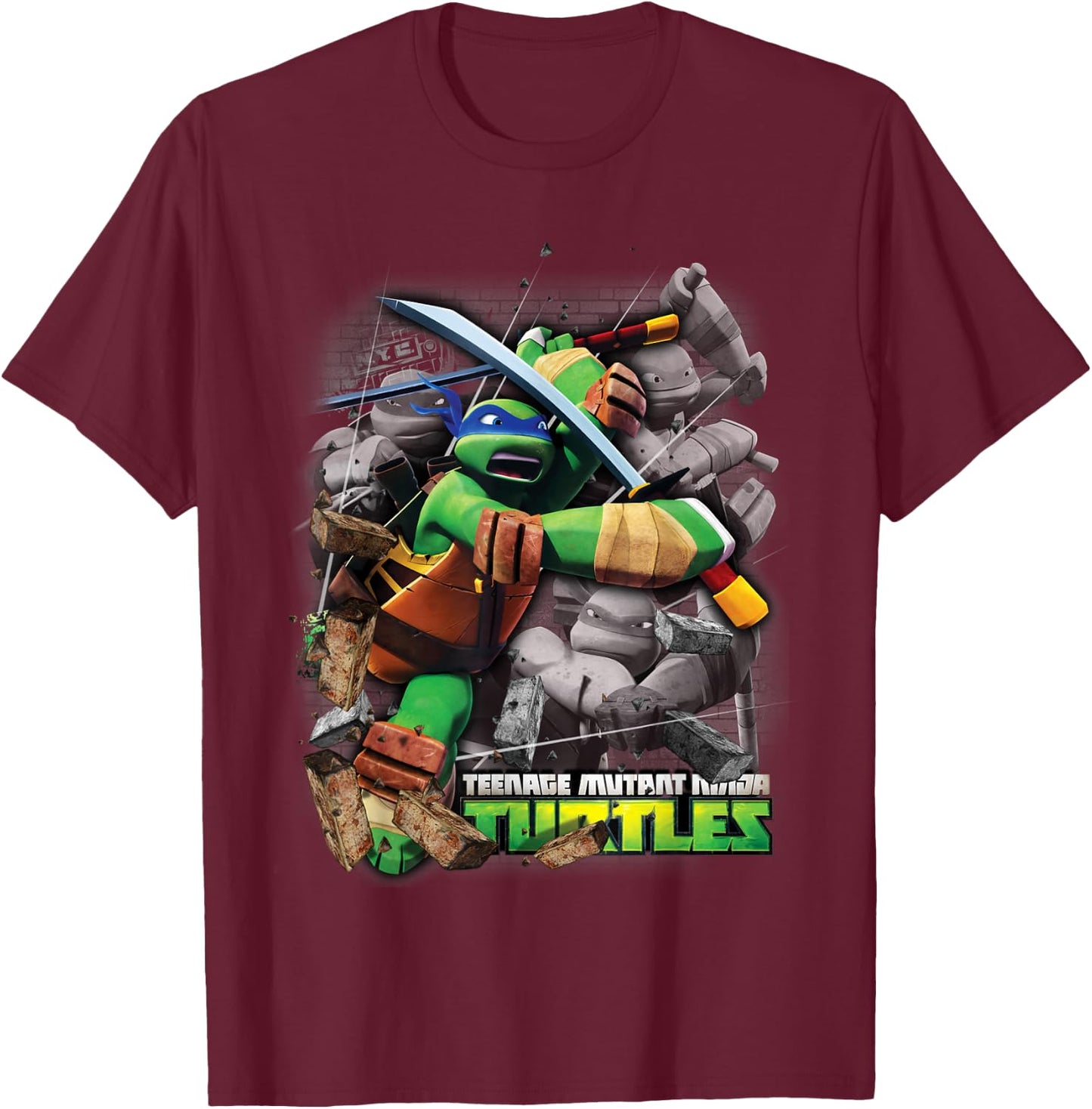 Ninja Turtles Leonardo TMNT T-Shirt - T-Shirt | Maroon