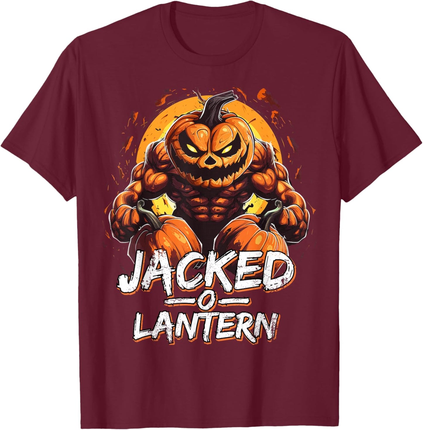 Funny Halloween Jacked O Lantern Costume Party Gym Men T-Shirt - T-Shirt | Maroon