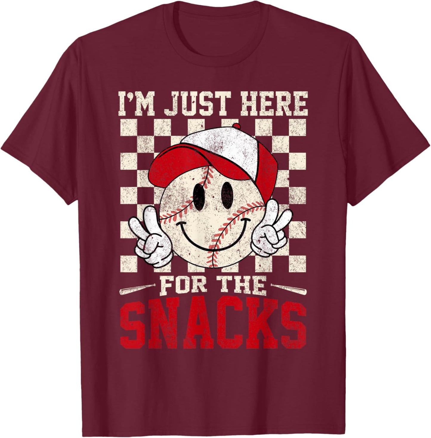 Funny Baseball Lover I'm Just Here for The Snacks Toddler T-Shirt - T-Shirt | Maroon