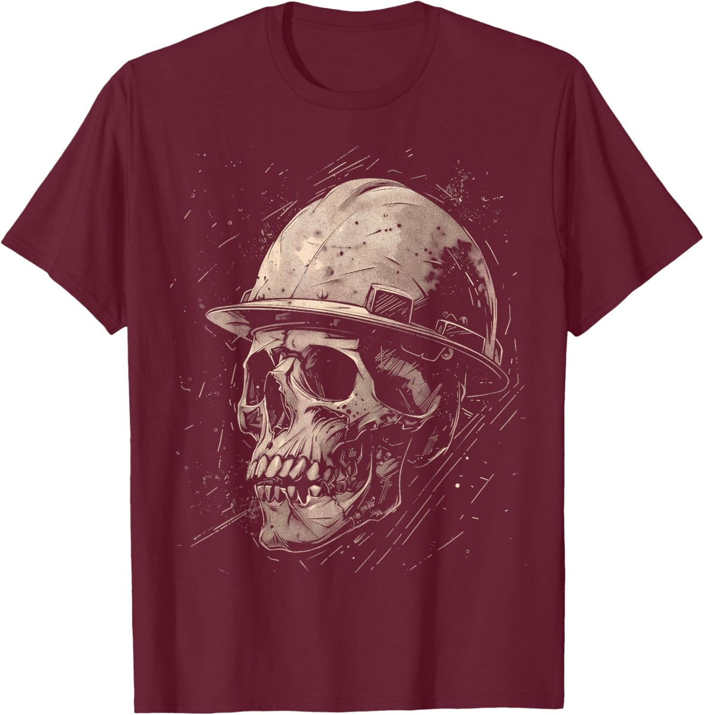 Working Death Ironworker Skull Construction Worker T-Shirt - T-Shirt | Maroon