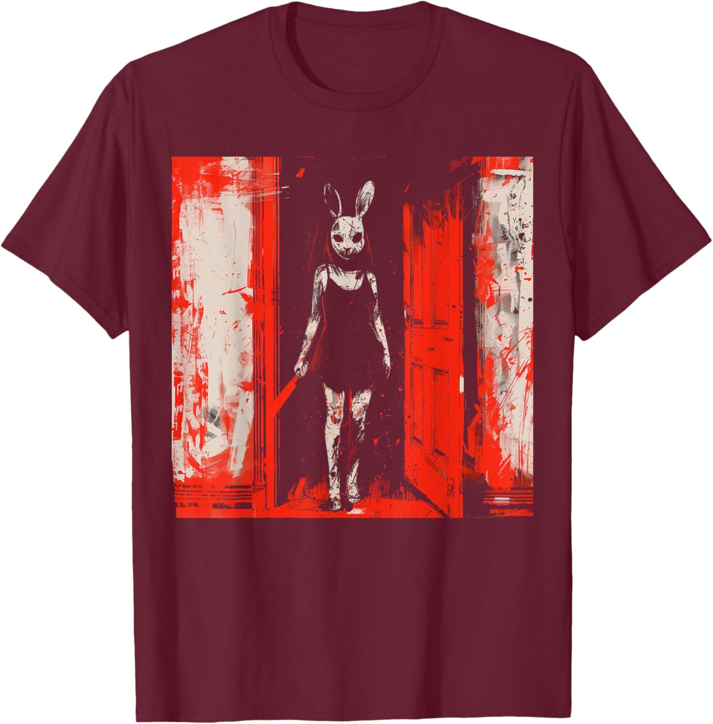 Horror Evil Bunny Slasher Girl Red Anime Goth Creepy Rabbit T-Shirt - T-Shirt | Maroon