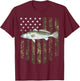 Camo American Flag Speckled Trout Fishing 4th Of July Men T-Shirt - T-Shirt | Maroon