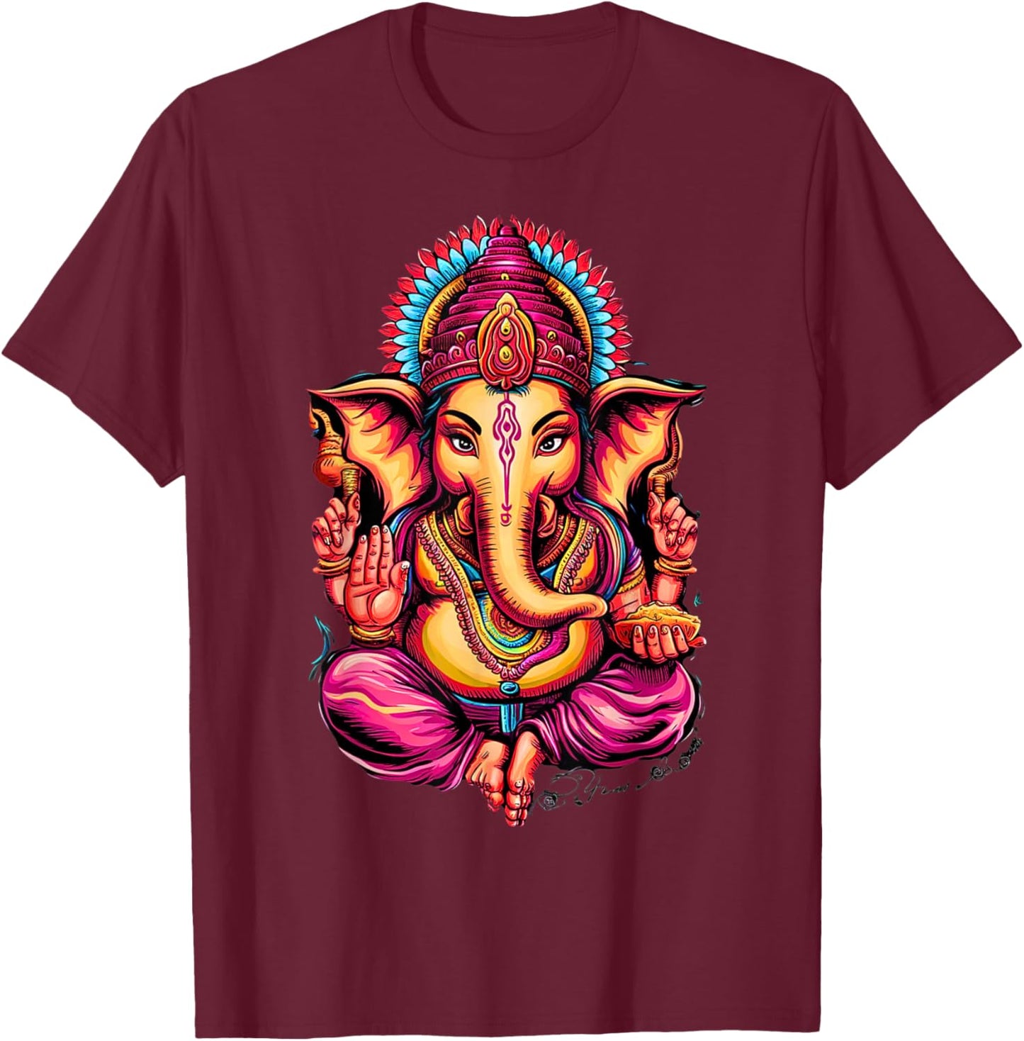 Hindu Ganesha Puja Elephant God India Meditation Yoga Murti T-Shirt - T-Shirt | Maroon