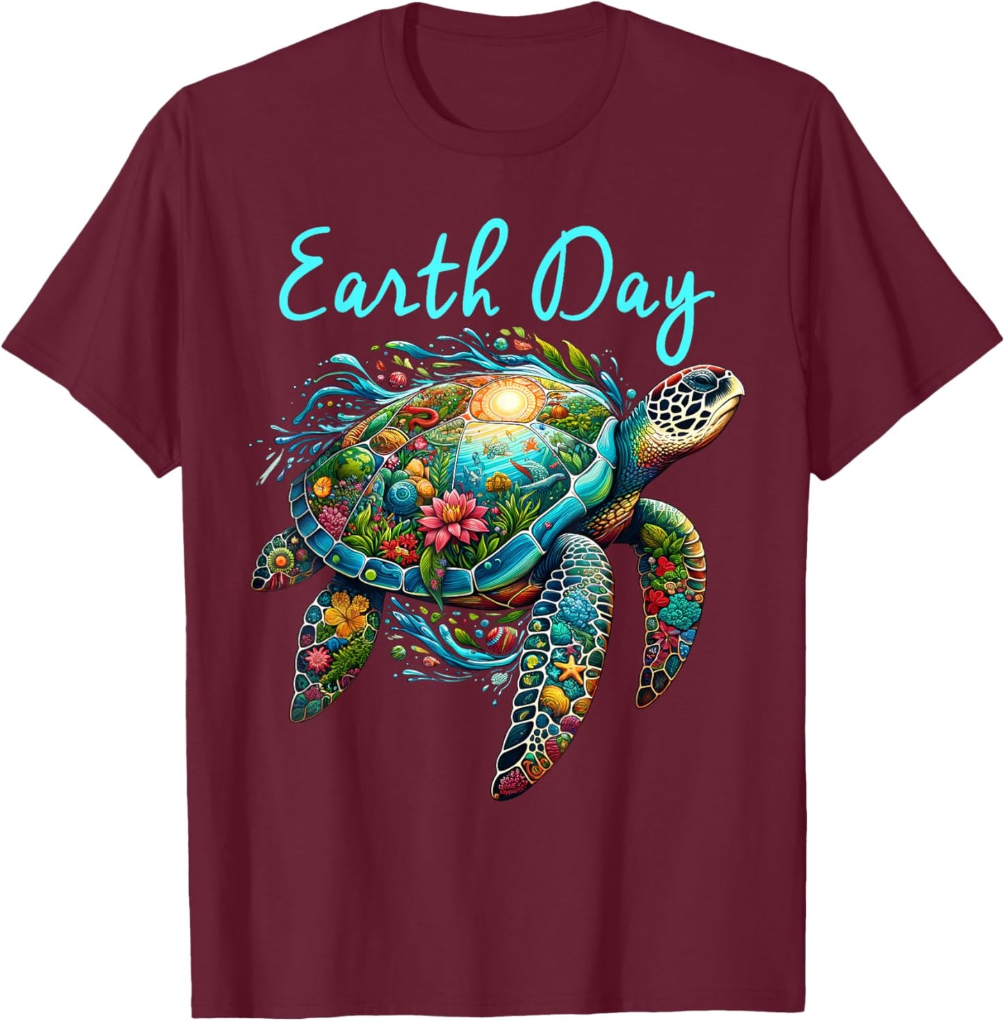Sea Turtle Earth Day Save The Earth T-Shirt - T-Shirt | Maroon