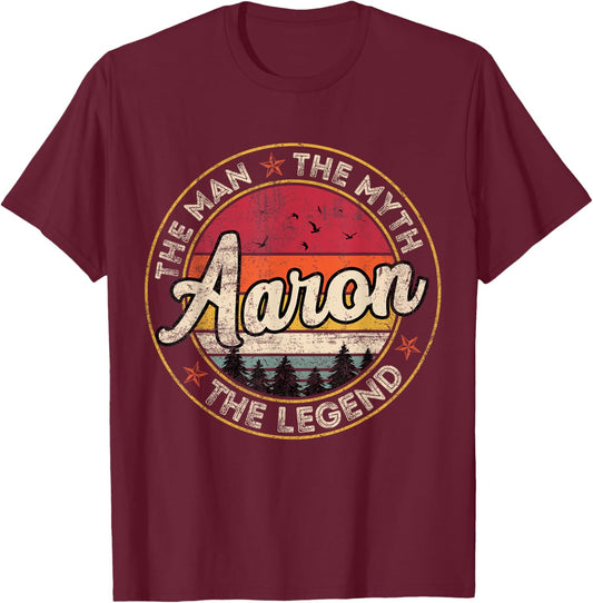 Aaron The Man The Myth The Legend Personalized Name T-Shirt - T-Shirt | Maroon