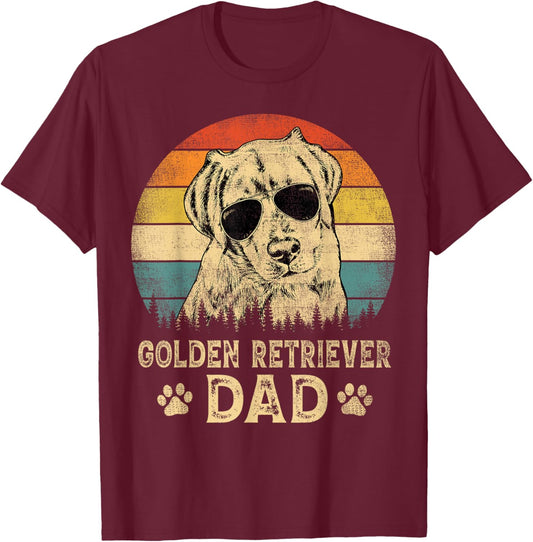 Vintage Golden Retriever Dad Dog Lovers Father's Day T-Shirt - T-Shirt | Maroon