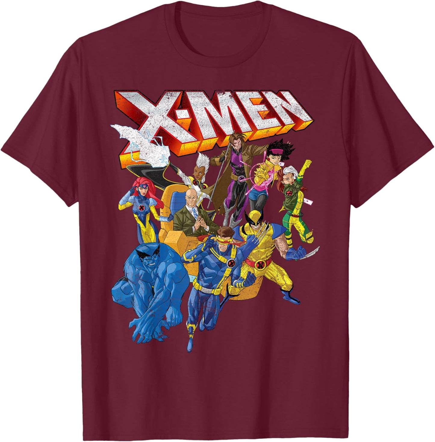 Marvel X-Men Vintage Group Shot Logo T-Shirt - T-Shirt | Maroon